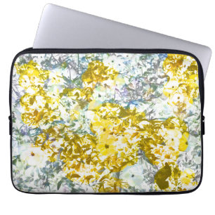Housse Pour Ordinateur Portable Fleur couleur gris-jaune design motif