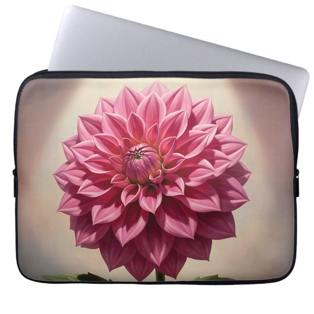 Housse Pour Ordinateur Portable Fleur de Dahlia Rose Botanique (Devant)