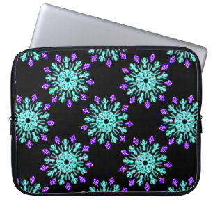 Housse Pour Ordinateur Portable Fleur de néon pourpre et turquose