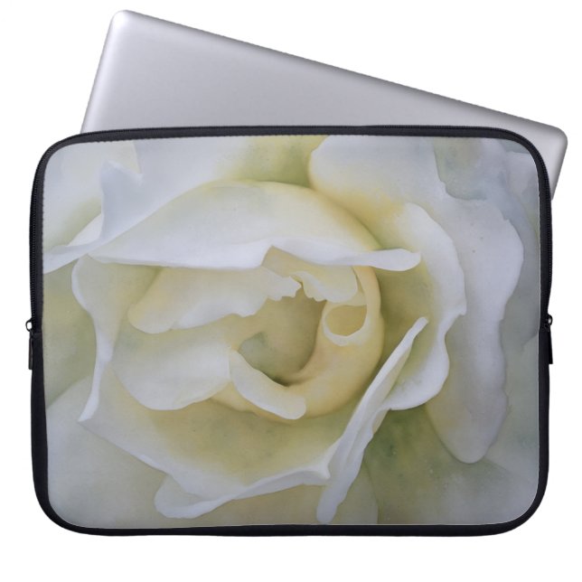 Housse pour ordinateur portable Fleur de rose blan (Devant)
