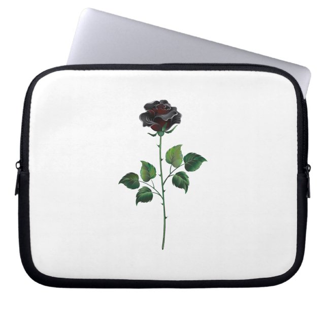 Housse Pour Ordinateur Portable Fleur de rose noire (Devant)