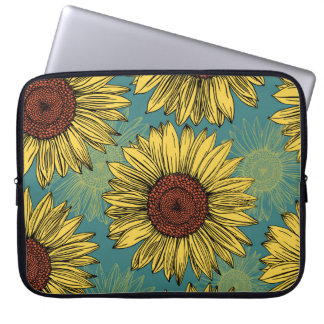 Housse Pour Ordinateur Portable Fleur de soleil à main bleu