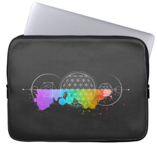 Housse Pour Ordinateur Portable Fleur de vie - Géométrie sacrée - Lune - Chakra