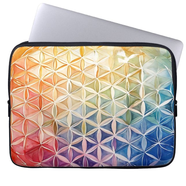 Housse Pour Ordinateur Portable Fleur de vie - Peinture aquarelle (Devant)