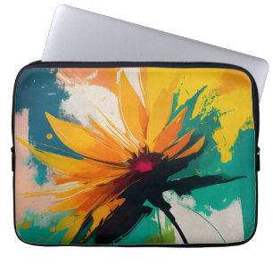 Housse Pour Ordinateur Portable Fleur énigmatique – Une danse de couleur et de mou