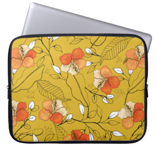 Housse Pour Ordinateur Portable Fleur et motif feuille sans soudure