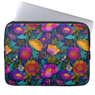 Housse Pour Ordinateur Portable Fleur exotique fleurs audacieuses et élégantes flo