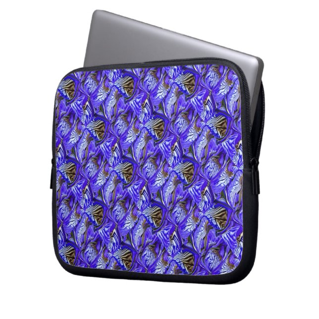 Housse Pour Ordinateur Portable Fleur Iris Violet / Esthétique / Carrelé / (devant gauche)