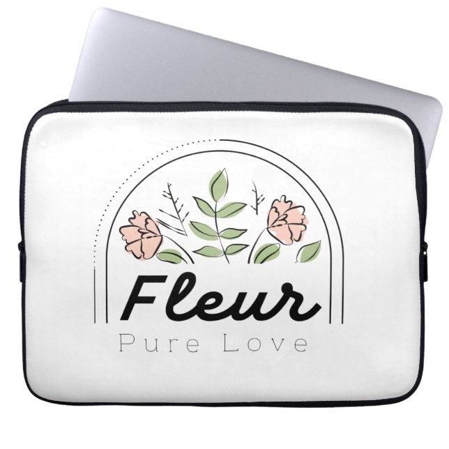 Housse Pour Ordinateur Portable Fleur – Logo Floral Pure Love (Devant)