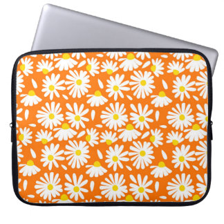 Housse Pour Ordinateur Portable Fleur marguerite rétro : orange vintage.
