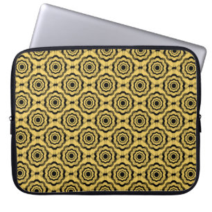 Housse Pour Ordinateur Portable Fleur noire jaune Motif sans couture