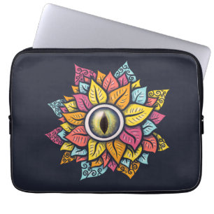 Housse Pour Ordinateur Portable Fleur oculaire colorée d'art Trippy