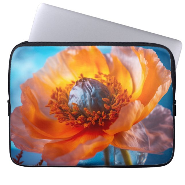 Housse Pour Ordinateur Portable Fleur orange (Devant)