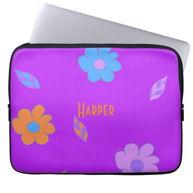 Housse Pour Ordinateur Portable Fleur Rétro Cute (Devant)