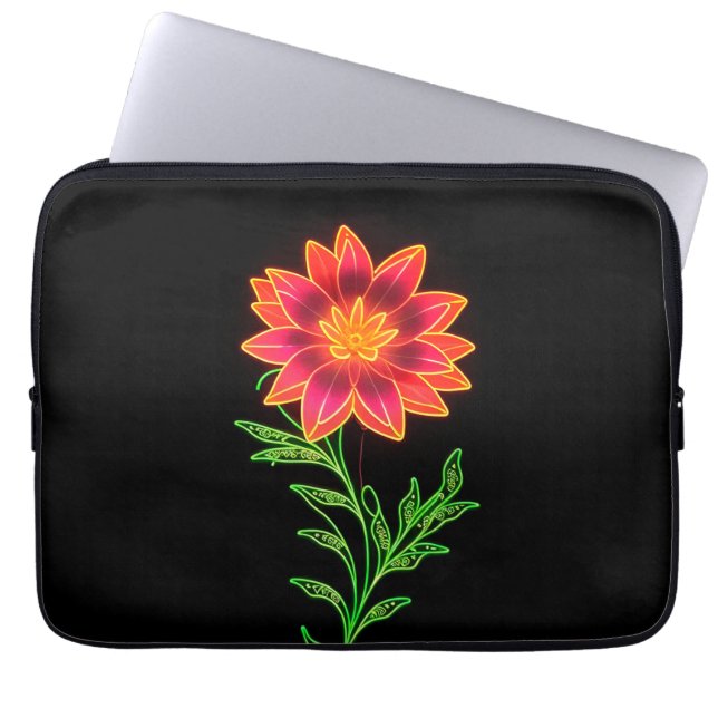 Housse Pour Ordinateur Portable Fleur stylisée néon (Devant)