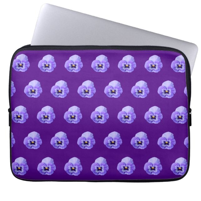 Housse Pour Ordinateur Portable Fleur violet Pansy Motif sans couture sur (Devant)
