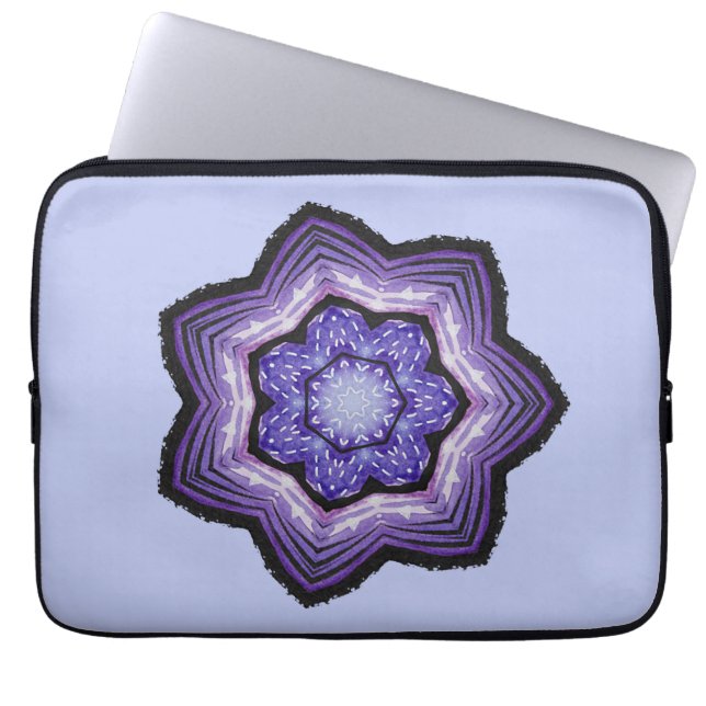 Housse Pour Ordinateur Portable Fleur violette Belle Art Abstrait (Devant)