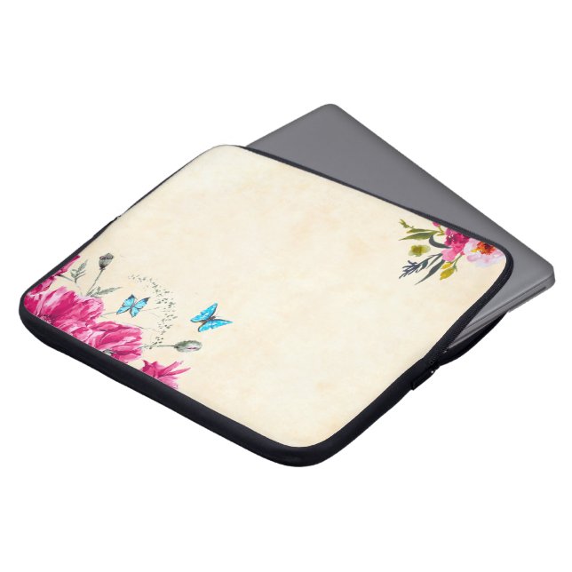 Housse Pour Ordinateur Portable Fleurit le papillon (Devant haut)