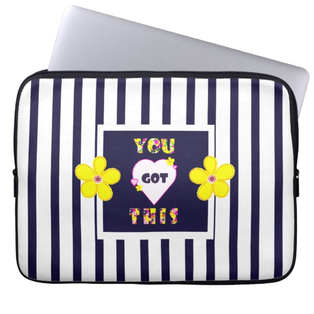 Housse Pour Ordinateur Portable Fleuron d'art jaune brillant (Devant)