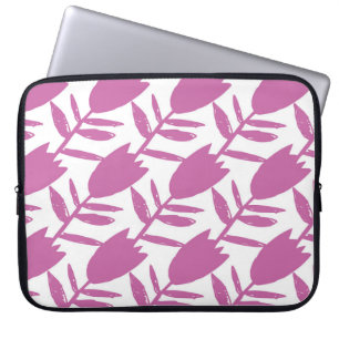 Housse Pour Ordinateur Portable Fleurs Abstraites bleues roses motif transparent s