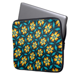 Housse Pour Ordinateur Portable Fleurs Abstraites jaunes