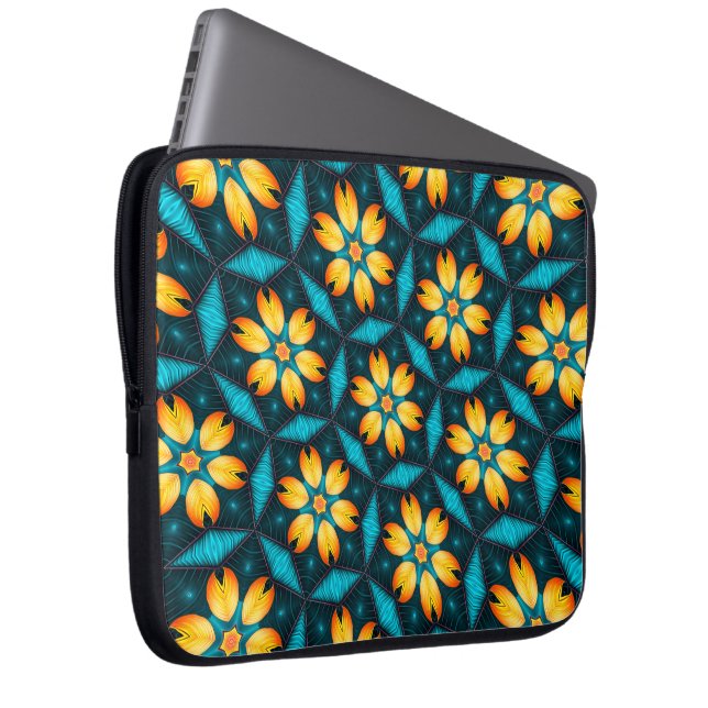 Housse Pour Ordinateur Portable Fleurs Abstraites jaunes (Devant droit)