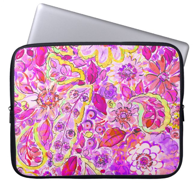 Housse Pour Ordinateur Portable Fleurs abstraites roses mignonnes (Devant)