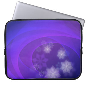 Housse Pour Ordinateur Portable Fleurs Abstraites sur Arrière - plan Indigo plié