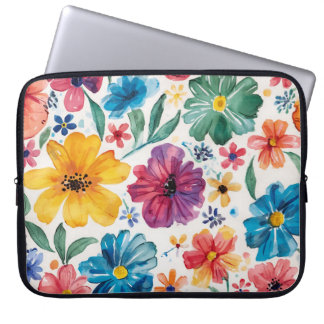 Housse Pour Ordinateur Portable Fleurs aquarelles mignonnes