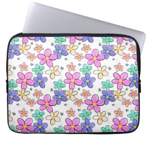 Housse Pour Ordinateur Portable fleurs arc-en-ciel colorées lumineuses abeilles bo