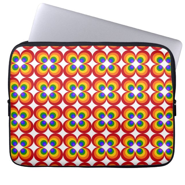Housse Pour Ordinateur Portable Fleurs arc-en-ciel psychédéliques (Devant)