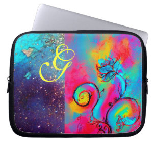 Housse Pour Ordinateur Portable FLEURS BLANCHES rose jaune violet, bleu