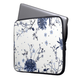 Housse Pour Ordinateur Portable Fleurs bleues