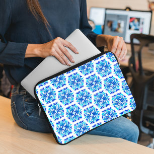 Housse Pour Ordinateur Portable Fleurs Bleues, Motif De Fleurs, Modèle Floral