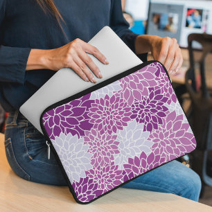 Housse Pour Ordinateur Portable Fleurs Dahlia, Motif De Fleurs, Dahlia Violet