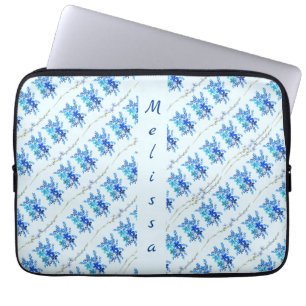 Housse Pour Ordinateur Portable Fleurs d'aquarelle bleu botanique tendance
