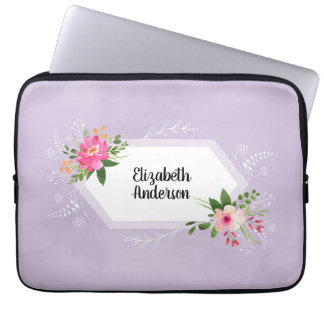 Housse Pour Ordinateur Portable Fleurs d'aquarelle nom boho tendance