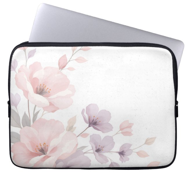Housse Pour Ordinateur Portable Fleurs d'aquarelle Pastel (Devant)