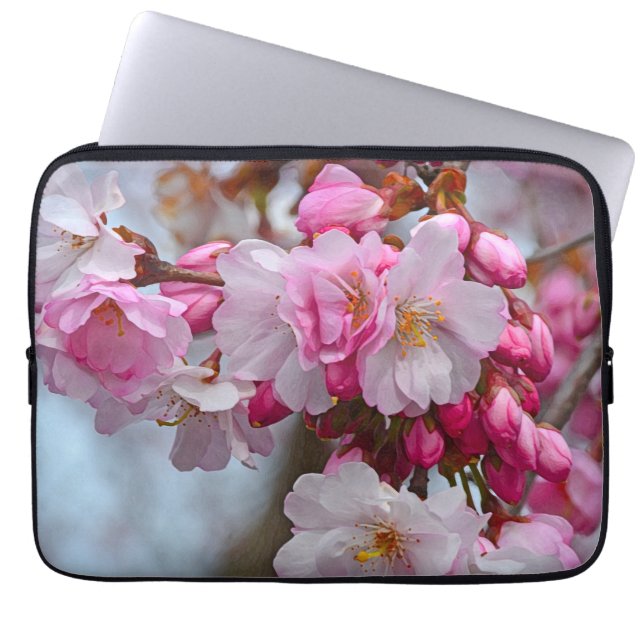Housse Pour Ordinateur Portable Fleurs de cerisiers roses (Devant)