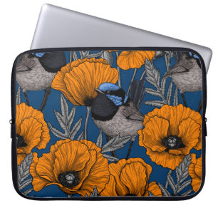 Housse Pour Ordinateur Portable Fleurs de fleurs et fleurs de pavot orange