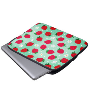 Housse Pour Ordinateur Portable Fleurs de fraises rouges Fête d'anniversaire pour
