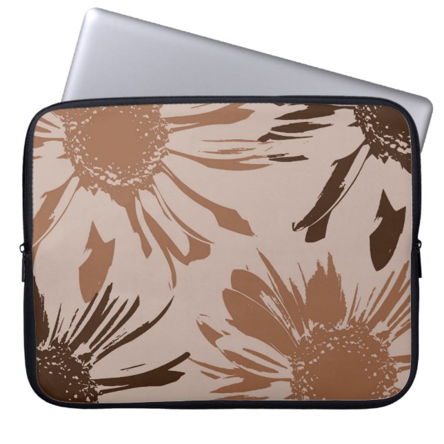 Housse Pour Ordinateur Portable Fleurs de Gerbera Brown Terre (Devant)