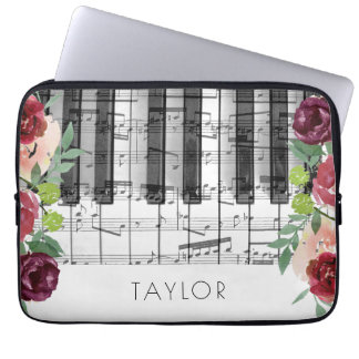 Housse Pour Ordinateur Portable Fleurs de piano marsala