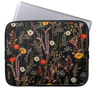 Housse Pour Ordinateur Portable Fleurs de prairie en floraison main tiré