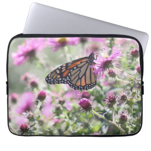 Housse Pour Ordinateur Portable Fleurs de prés papillons et violets