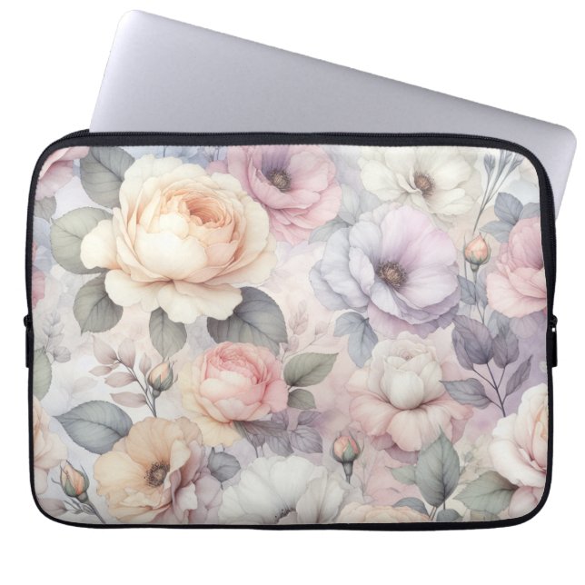 Housse Pour Ordinateur Portable Fleurs de rose élégantes (Devant)