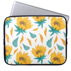 Housse Pour Ordinateur Portable Fleurs de soleil d'aquarelle : Impression botaniqu