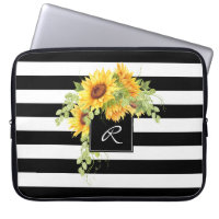 Fleurs de soleil gaies et rayures avec Monogramme