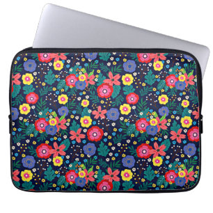 Housse Pour Ordinateur Portable Fleurs Décoratives Et Feuille Motif-48675