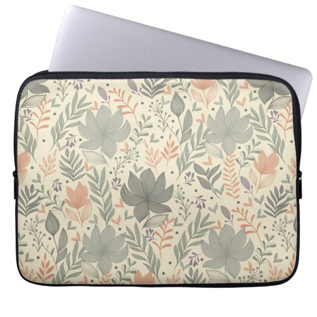 Housse Pour Ordinateur Portable Fleurs Dessinées à la Main (Devant)